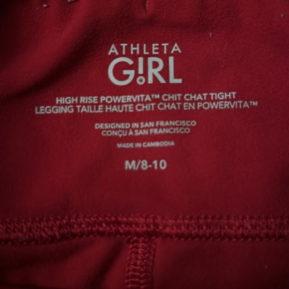 Athleta Girls Chit Chat Leggings size 8-10 red - Picture 2 of 3